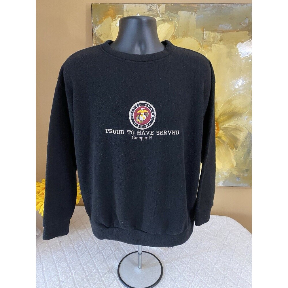 Vintage United States Marine Embroidered Black Sweater USA Made Men’s Size M